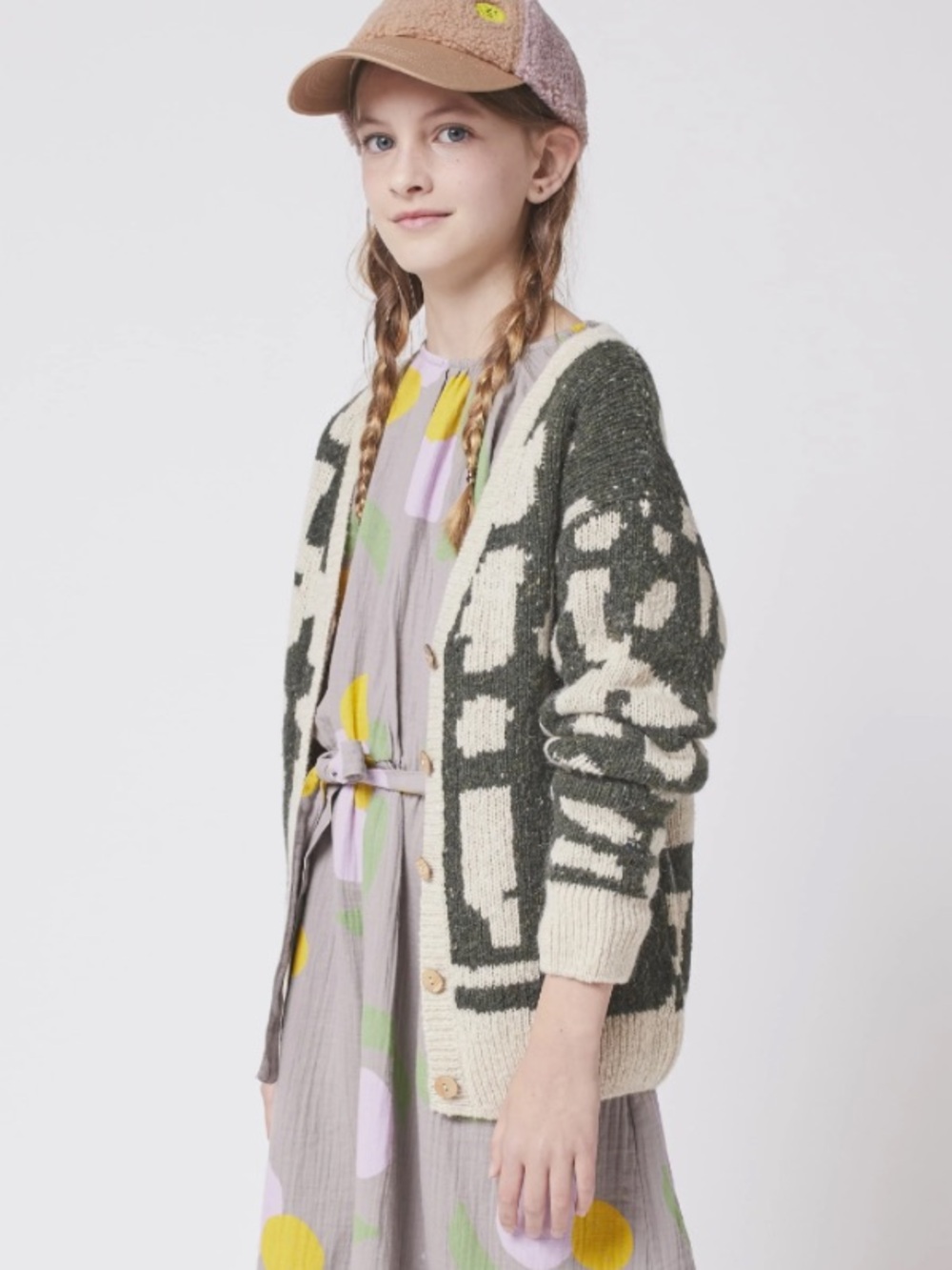 BOBO CHOSES Olive & Cream Patterned Knit Cardigan - Women's Sweater